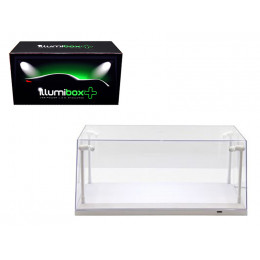 Collectible Display Show Case with LED Lights for 1/18 1/24 Models with White Base by Illumibox