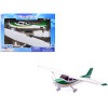 Model Kit Cessna 172 Skyhawk Aircraft White with Green and Yellow Stripes 