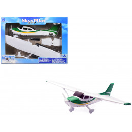Model Kit Cessna 172 Skyhawk Aircraft White with Green and Yellow Stripes 