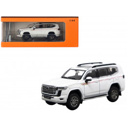 Toyota Land Cruiser 300 White with Graphics 1/64 Diecast Model Car by GCD