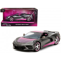 2020 Chevrolet Corvette Stingray Gray Metallic with Pink Carbon Hood and Top 