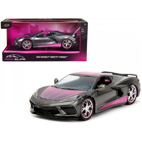 2020 Chevrolet Corvette Stingray Gray Metallic with Pink Carbon Hood and Top 