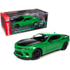 2017 Chevrolet Nickey Camaro SS 1LE Krypton Green with Matt Black Hood and Black Stripes 1/18 Diecast Model Car by Auto World