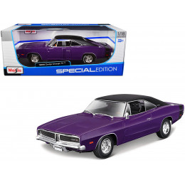 1969 Dodge Charger R/T Purple with Matt Black Top and Black Tail Stripe 