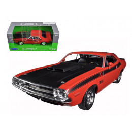 1970 Dodge Challenger T/A Orange with Black Hood and Black Stripes 