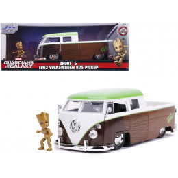 1963 Volkswagen Bus Pickup Truck with Groot Diecast Figurine 