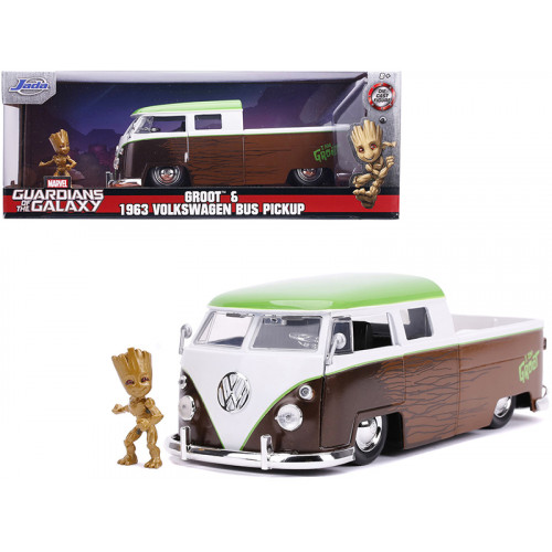 1963 Volkswagen Bus Pickup Truck with Groot Diecast Figurine 