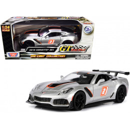 2019 Chevrolet Corvette ZR1 #2 Silver with Black and Orange Stripes 