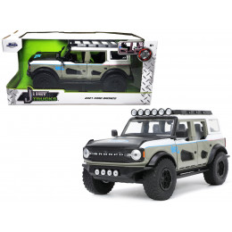 2021 Ford Bronco Gray and White with Matt Black Hood with Roof Rack 