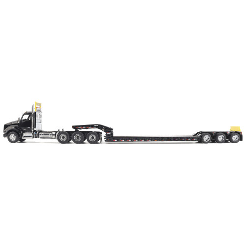 Kenworth T880 SBFA Tridem Truck with Trail King HDG Lowboy Trailer Black 