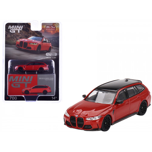 BMW M3 Competition Touring Toronto Red Metallic with Black Top Limited Edition to 3000 pieces Worldwide 1/64 Diecast Model Car by Mini GT