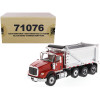 International HX620 Tandem Axle with Pusher Axle OX Stampede Dump Truck Red and Chrome