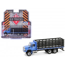2018 International WorkStar Platform Stake Truck Blue 