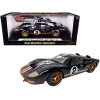 1966 Ford GT-40 MK II #2 Black with Silver Stripes After Race (Dirty Version) 1/18 Diecast Model Car by Shelby Collectibles