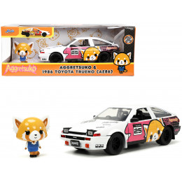 1986 Toyota Trueno (AE86) RHD (Right Hand Drive) #25 White with Graphics and Aggretsuko Diecast Figure 