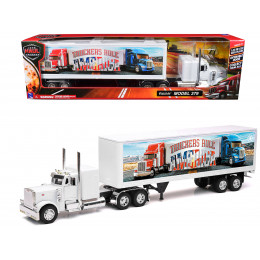 Peterbilt 379 Truck White with Dry Van Trailer 