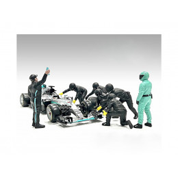 Formula One F1 Pit Crew 7 Figure Set Team Black Release III for 1/18 Scale Models by American Diorama