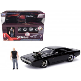 Model Kit Dodge Charger R/T Black and Dom Diecast Figure 