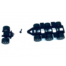 Lowboy Tri-Axle Booster with Integrated Rear Axle (2 Sets) 1/87 (HO) Plastic Model by Promotex