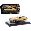 1970 Ford Mustang BOSS 302 Gold Metallic with Black Stripes Limited Edition to 6250 pieces Worldwide 1/24 Diecast Model Car by M2 Machines