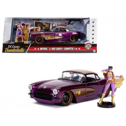 1957 Chevrolet Corvette Purple with Batgirl Diecast Figurine 