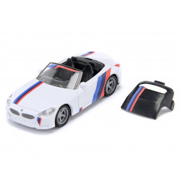 BMW Z4 M40i Cabriolet White with Black Top with Extra Wheels and Decals 1/50 Diecast Model by Siku