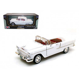 1955 Chevrolet Bel Air Soft Top Convertible White 1/18 Diecast Model Car by Motormax