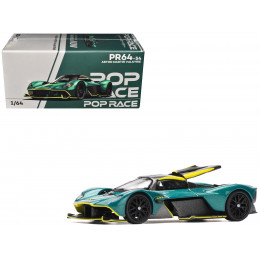 Aston Martin Valkyrie Green Metallic with Carbon Top 1/64 Diecast Model Car by Pop Race