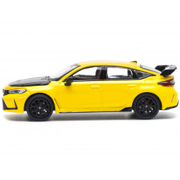 Honda Civic Type R FL5 Yellow with Carbon Hood 1/64 Diecast Model Car by Pop Race