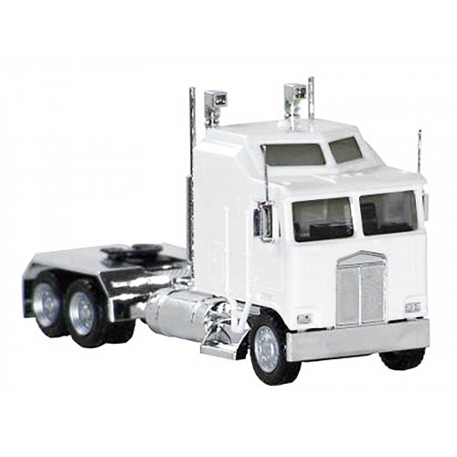 Kenworth K100 with 1-Bar Grill and X-Long Chrome Chassis White 1/87 (HO) Plastic Model Car by Promotex