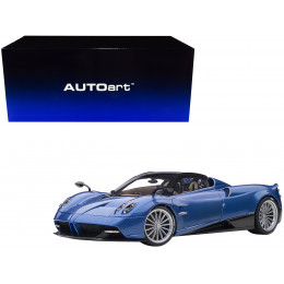 Pagani Huayra Roadster Blue Tricolore Carbon Fiber with Black Top with Luggage Set 1/18 Model Car by Autoart