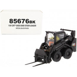 CAT Caterpillar 242D3 Wheeled Skid Steer Loader with Work Tools and Operator Special Black Paint 