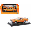 1971 Dodge Challenger R/T 440 Orange with Yellow Stripes and White Interior Limited Edition to 5250 pieces Worldwide 1/24 Diecast Model Car by M2 Machines