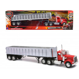 Kenworth W900 Frameless Dump Truck Red and Chrome 