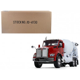 Kenworth T880 with McNeilus Standard Mixer Red Cab/ White Body 1/34 Diecast Model by First Gear