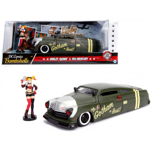 1951 Mercury Matt Green with Harley Quinn Diecast Figurine 