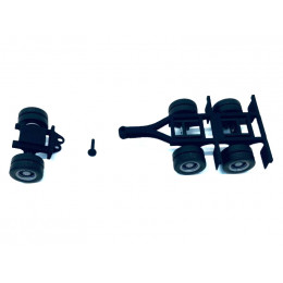 Lowboy Dual Axle Booster with Integrated Rear Axle and Fenders (2 Sets) 1/87 (HO) Plastic Model by Promotex