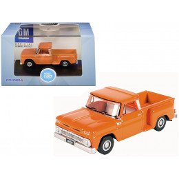 1965 Chevrolet C10 Stepside Pickup Truck Orange 1/87 (HO) Scale Diecast Model Car by Oxford Diecast