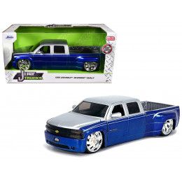 1999 Chevrolet Silverado Dually Pickup Truck Blue Metallic and Silver with Custom KMC Wheels 
