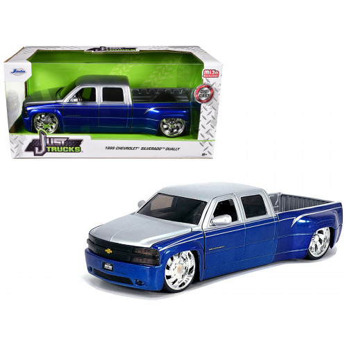1999 Chevrolet Silverado Dually Pickup Truck Blue Metallic and Silver with Custom KMC Wheels 