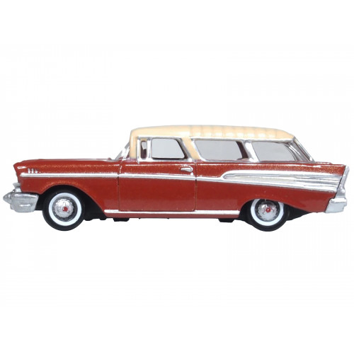 1957 Chevrolet Nomad Adobe Beige with Sierra Gold Top 1/87 (HO) Scale Diecast Model Car by Oxford Diecast
