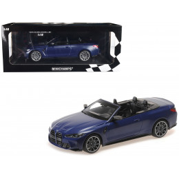 2021 BMW M4 Cabriolet Matt Blue Metallic Limited Edition to 438 pieces Worldwide 1/18 Diecast Model Car by Minichamps