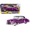 1950 Chevrolet Bel Air Lowrider Purple Metallic with Black Top and White Interior