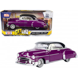 1950 Chevrolet Bel Air Lowrider Purple Metallic with Black Top and White Interior 