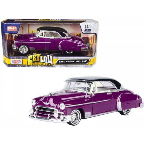 1950 Chevrolet Bel Air Lowrider Purple Metallic with Black Top and White Interior 