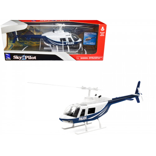 Bell 206 Helicopter Dark Blue and White 