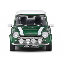 1994 Mini Cooper Sport British Racing Green with White Top and Stripes 1/43 Diecast Model Car by Solido