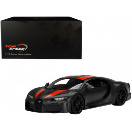 Bugatti Chiron Super Sport 300+ Matt Black with Orange Stripes 