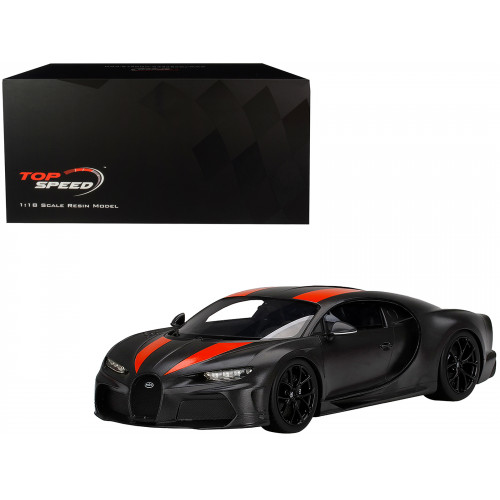 Bugatti Chiron Super Sport 300+ Matt Black with Orange Stripes 