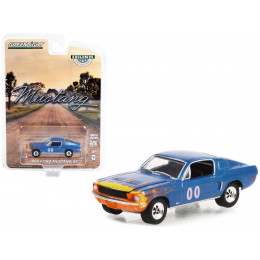 1968 Ford Mustang GT Fastback #00 Blue Metallic with Flames Graphics 